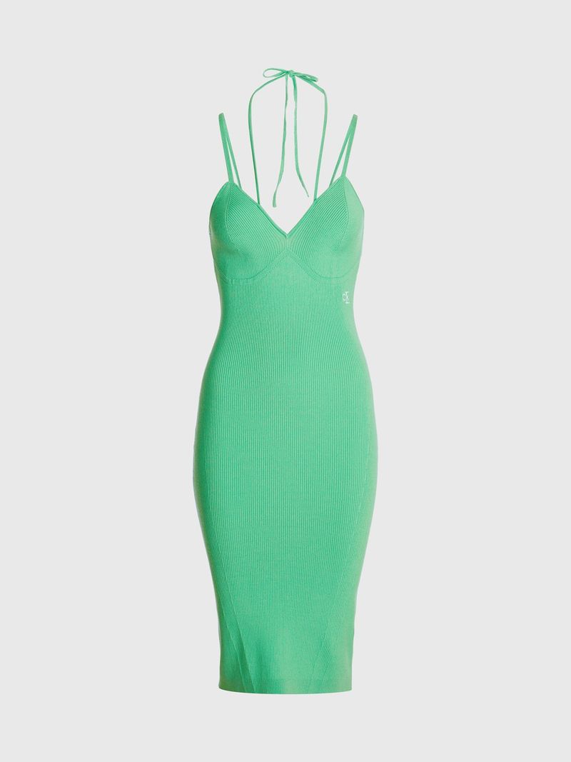 Vestido-anudado-al-cuello-de-algodon-organico