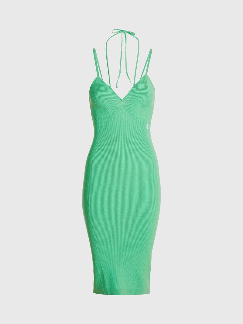 Vestido-anudado-al-cuello-de-algodon-organico