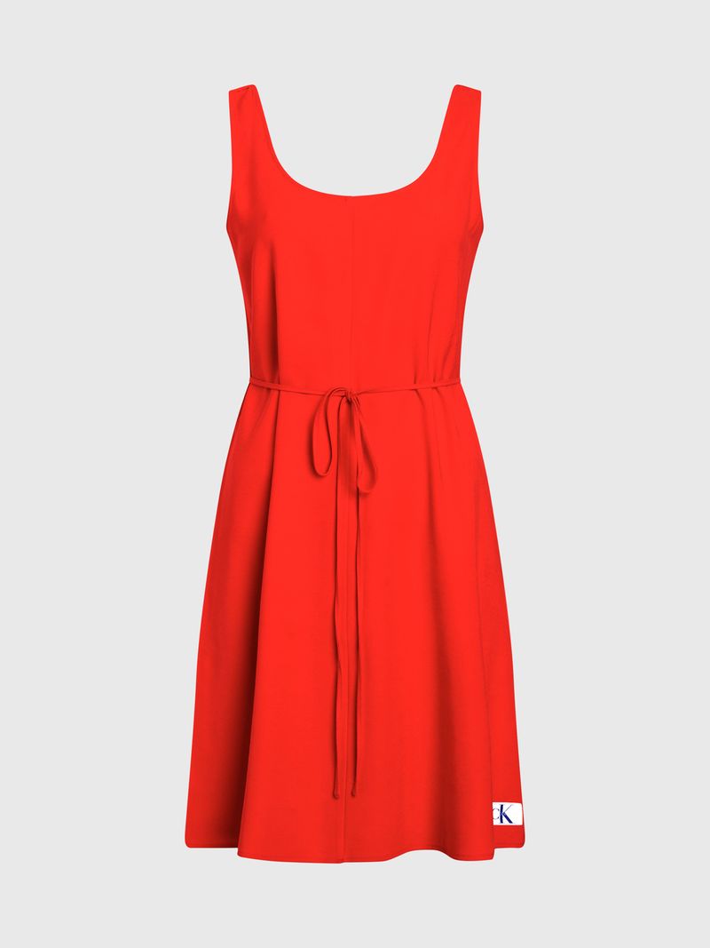Vestido-atado-a-la-cintura-de-sarga-suave