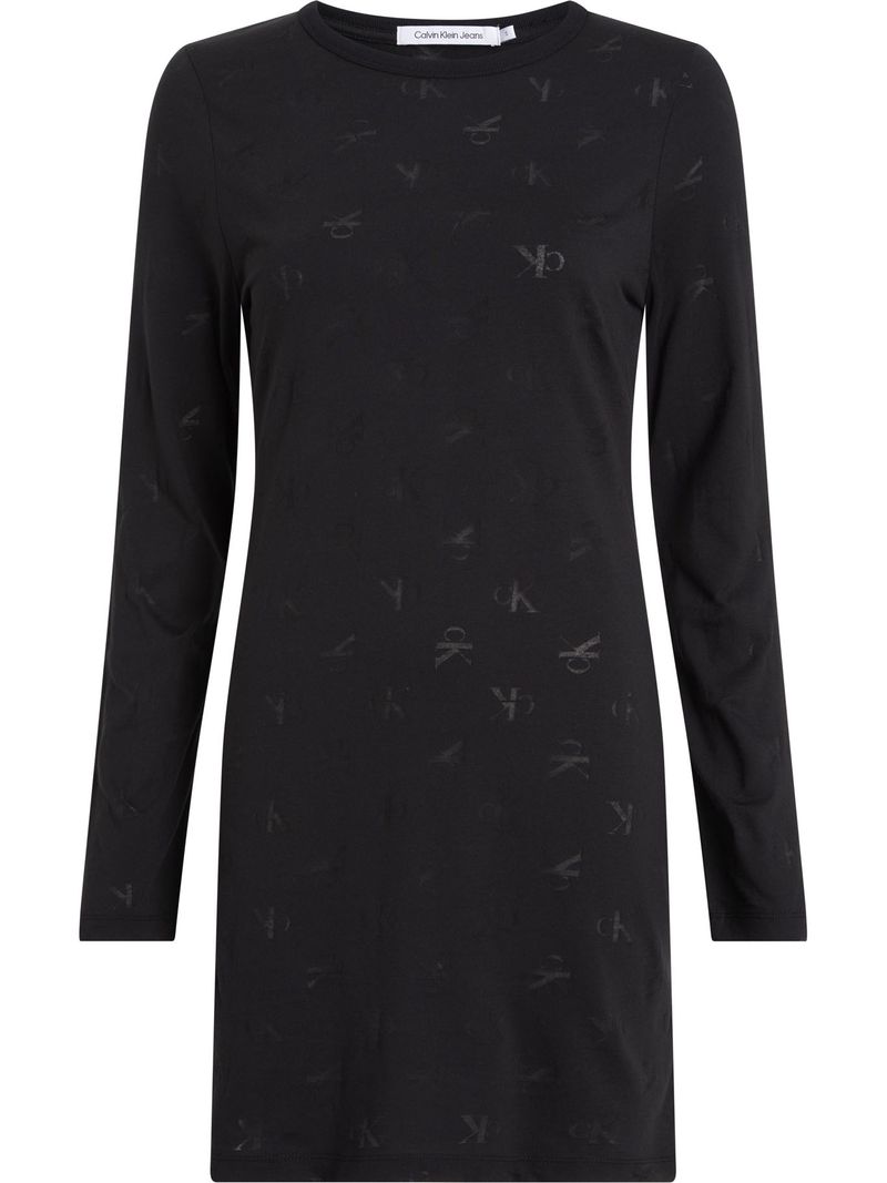 Vestido-mini-con-estampado-de-monograma-tonal