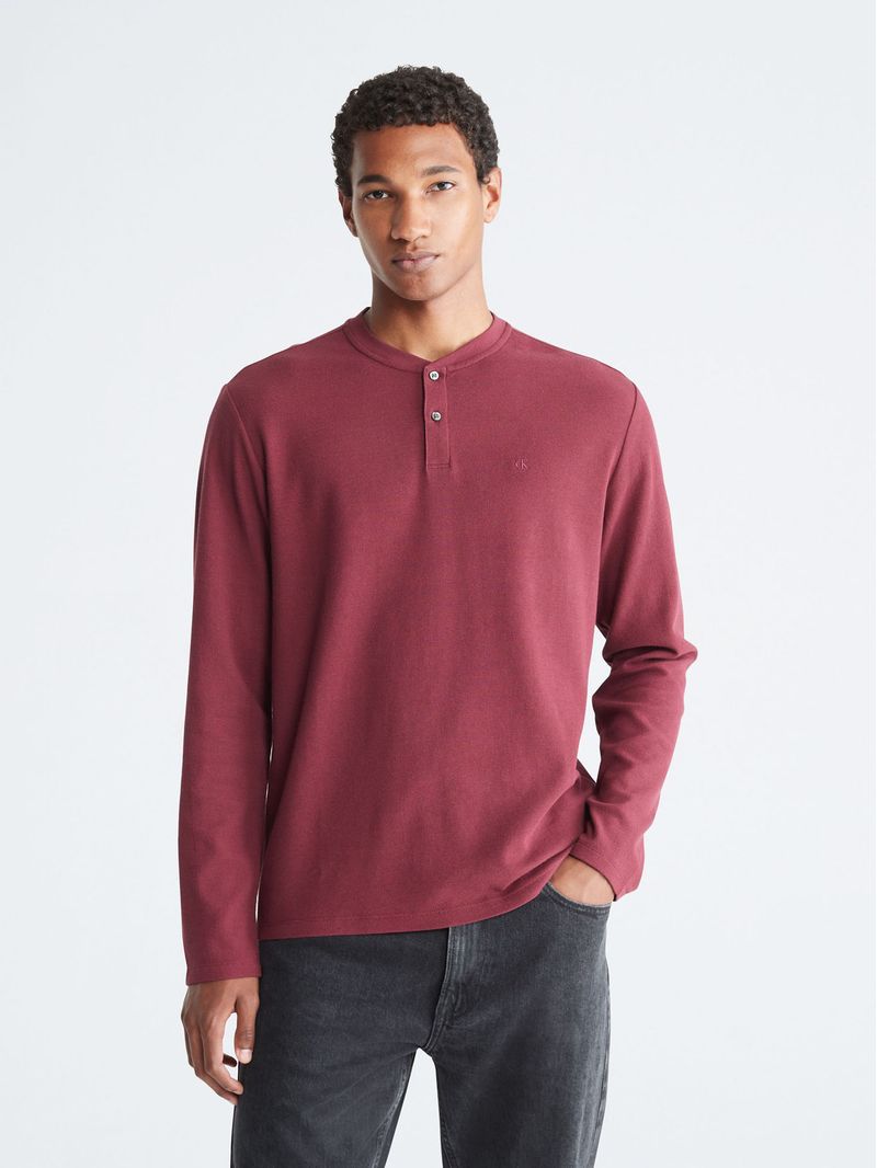 Henley Playera Manga Larga Cuello V Hombre Playera Henley Con Mini