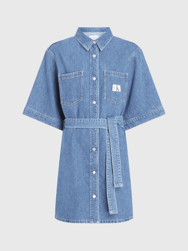 Vestido-camisero-denim-con-cincho-de-estilo-holgado