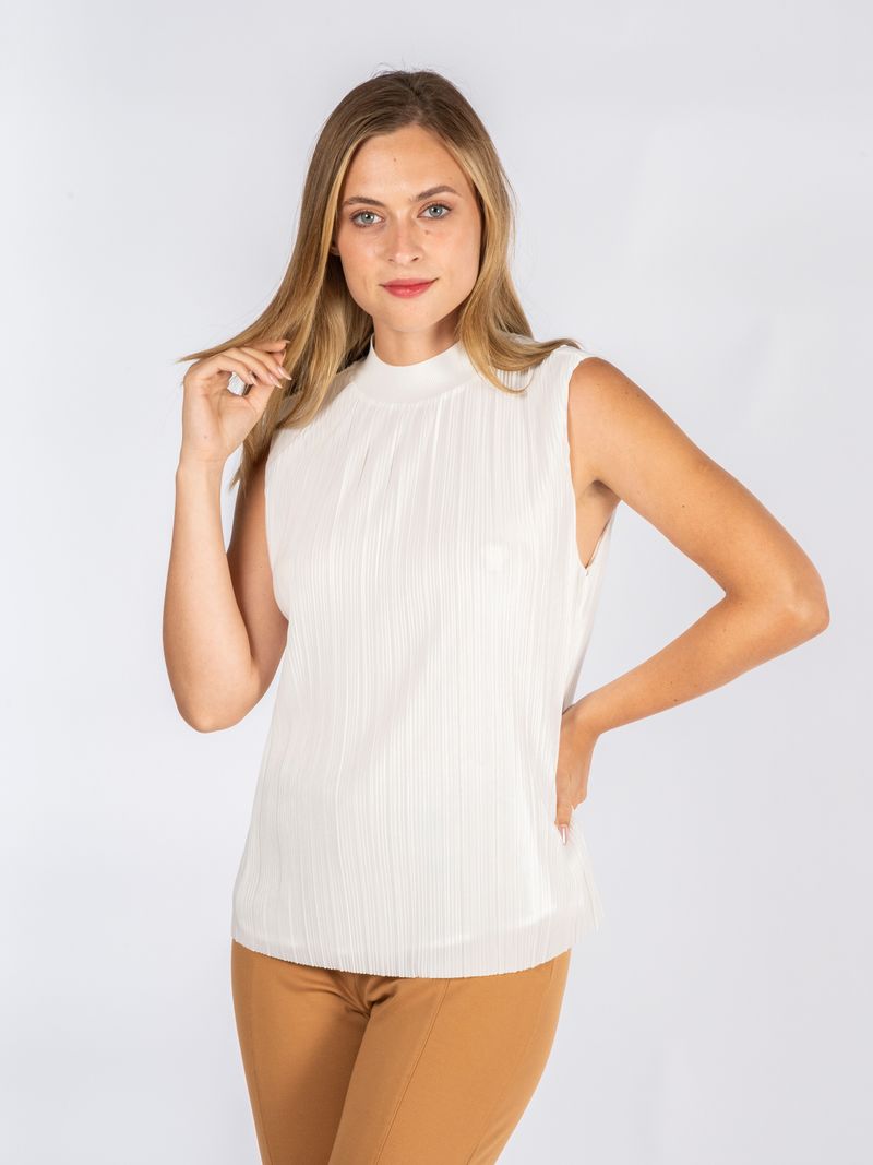 Blusa-de-punto-plisado-sin-mangas-con-cuello-alto